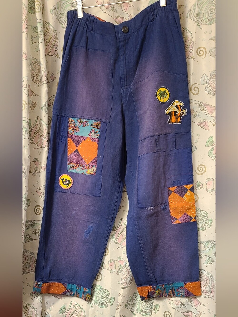 KIMCHI BLUE Blue Patchwork Pants - Relaxed Fit